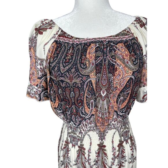 Anthropologie Kindred Maxi Dress Medium Boho Cowgirl Smocked Peasant Fairy - Picture 4 of 7